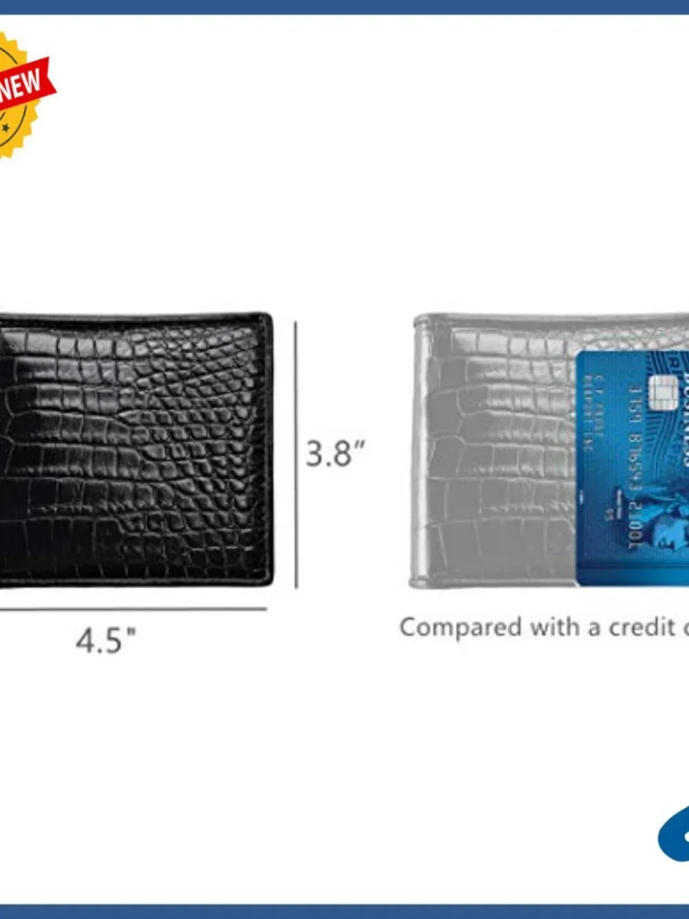 Men's Genuine Crocodile Skin Bifold Wallet with 8 Card Slots